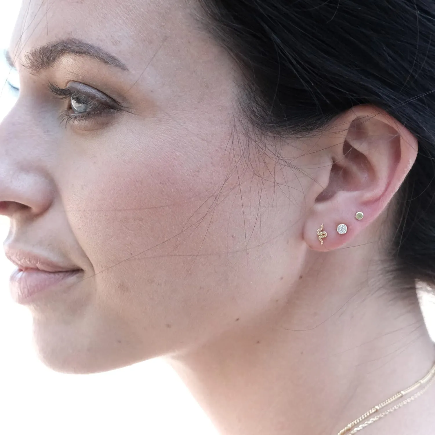 Set of 3 Single Studs in Sterling silver 925 Sterling Silver 18K Gold Plated Small Stud Earrings Set | Screw Back Studs | Tiny Cartilage Earring | Second Hole Earring