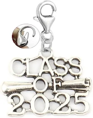 Sexy Sparkles Graduation Charm Pendant  Class of 2025, Clip-On Design, Zinc Metal Alloy, Ideal for Crafting Keychains, Bracelets, and Jewelry Projects