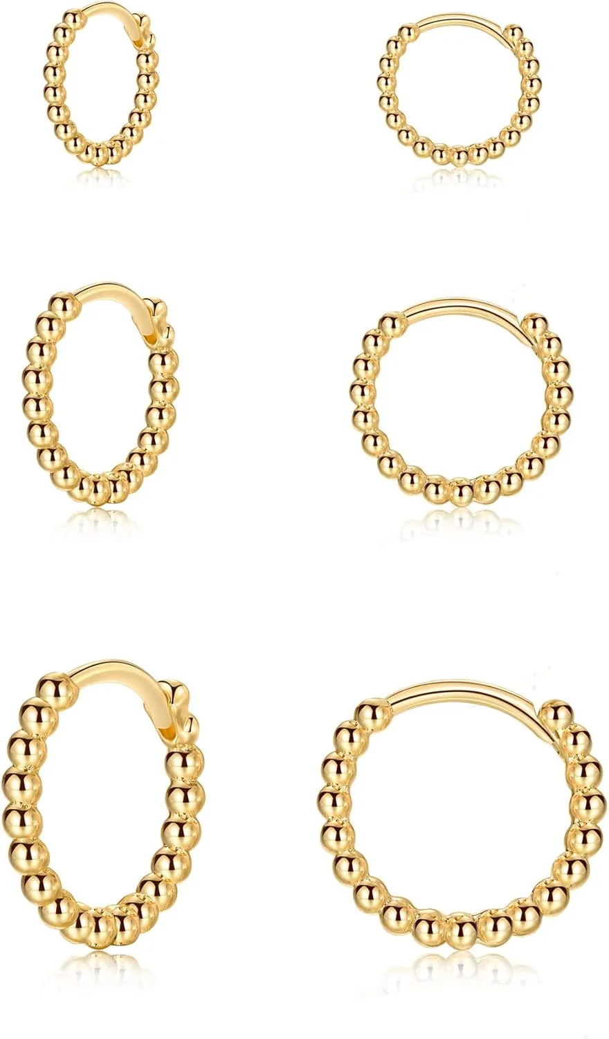 Silver Hoop Earrings- Cartilage Endless Small Hoop Earrings Set for Women Men, 3 Pairs of Hypoallergenic 925 Sterling Silver Post Tragus Earrings (8/10/12mm)