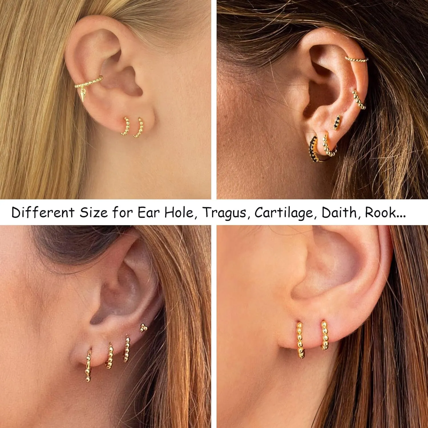 Silver Hoop Earrings- Cartilage Endless Small Hoop Earrings Set for Women Men, 3 Pairs of Hypoallergenic 925 Sterling Silver Post Tragus Earrings (8/10/12mm)
