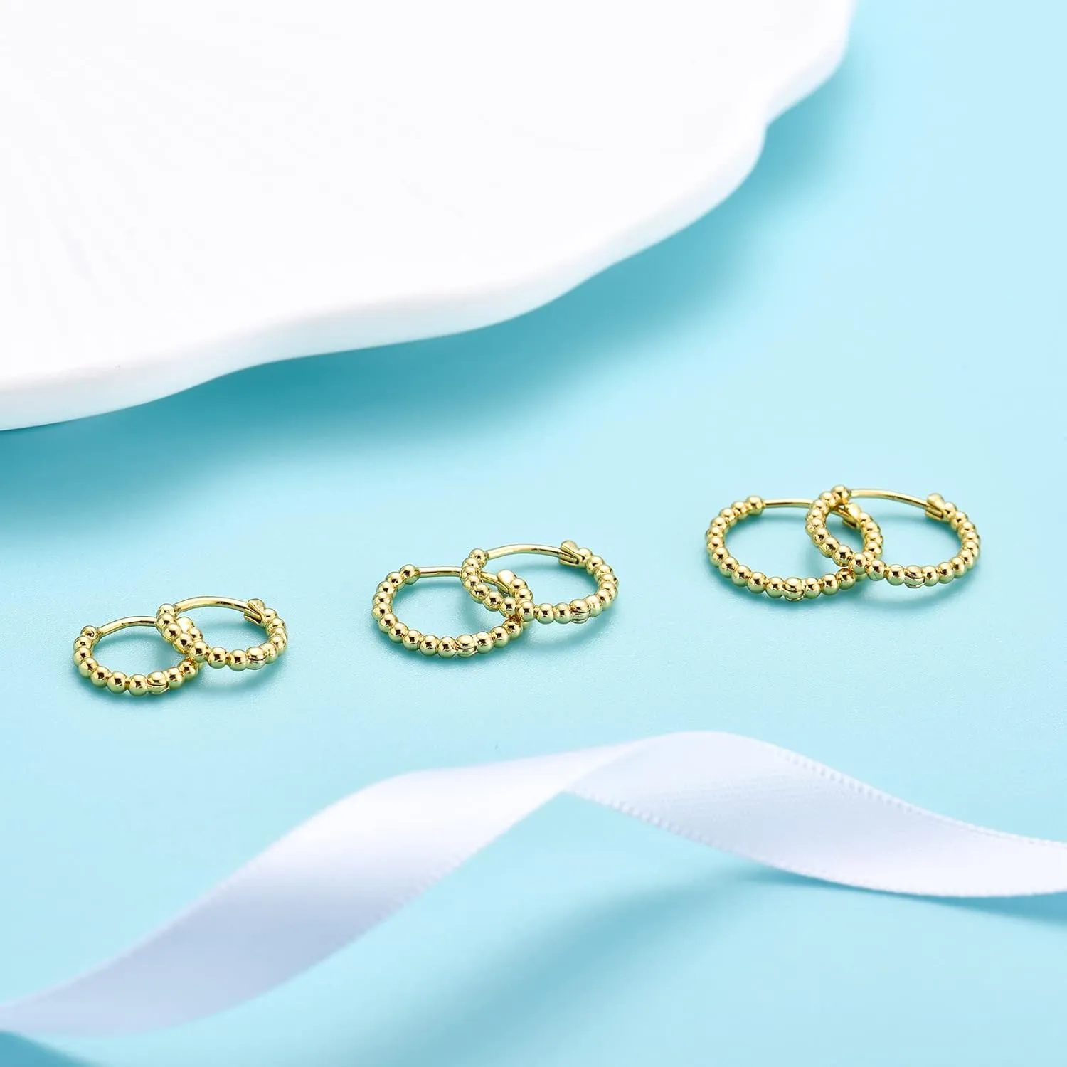 Silver Hoop Earrings- Cartilage Endless Small Hoop Earrings Set for Women Men, 3 Pairs of Hypoallergenic 925 Sterling Silver Post Tragus Earrings (8/10/12mm)