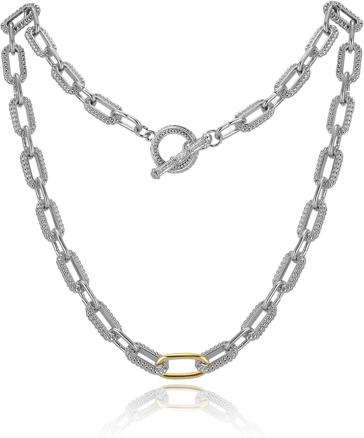Silver Necklace for Women - Cable Chain Necklace Twisted - Vintage Necklace Link Jewelry