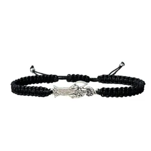 Silver Plated Grim Reaper Bracelet -Holy Death Santa Halloween Connector Pendant gift for men,women,Halloween -multiple color (BLACK)