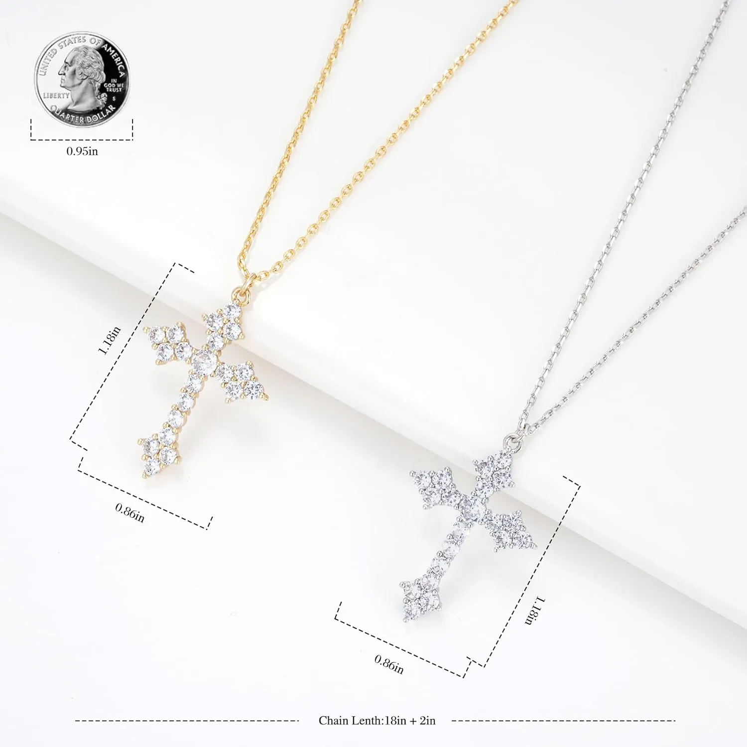 Silver/Gold Cross Jewelry - Women's Cross Necklace for Christmas & Birthday Gifts