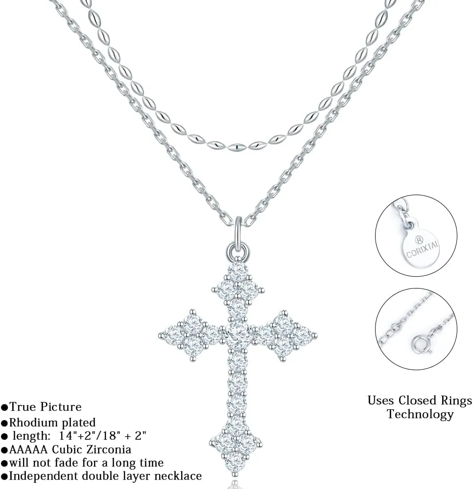 Silver/Gold Cross Jewelry - Women's Cross Necklace for Christmas & Birthday Gifts