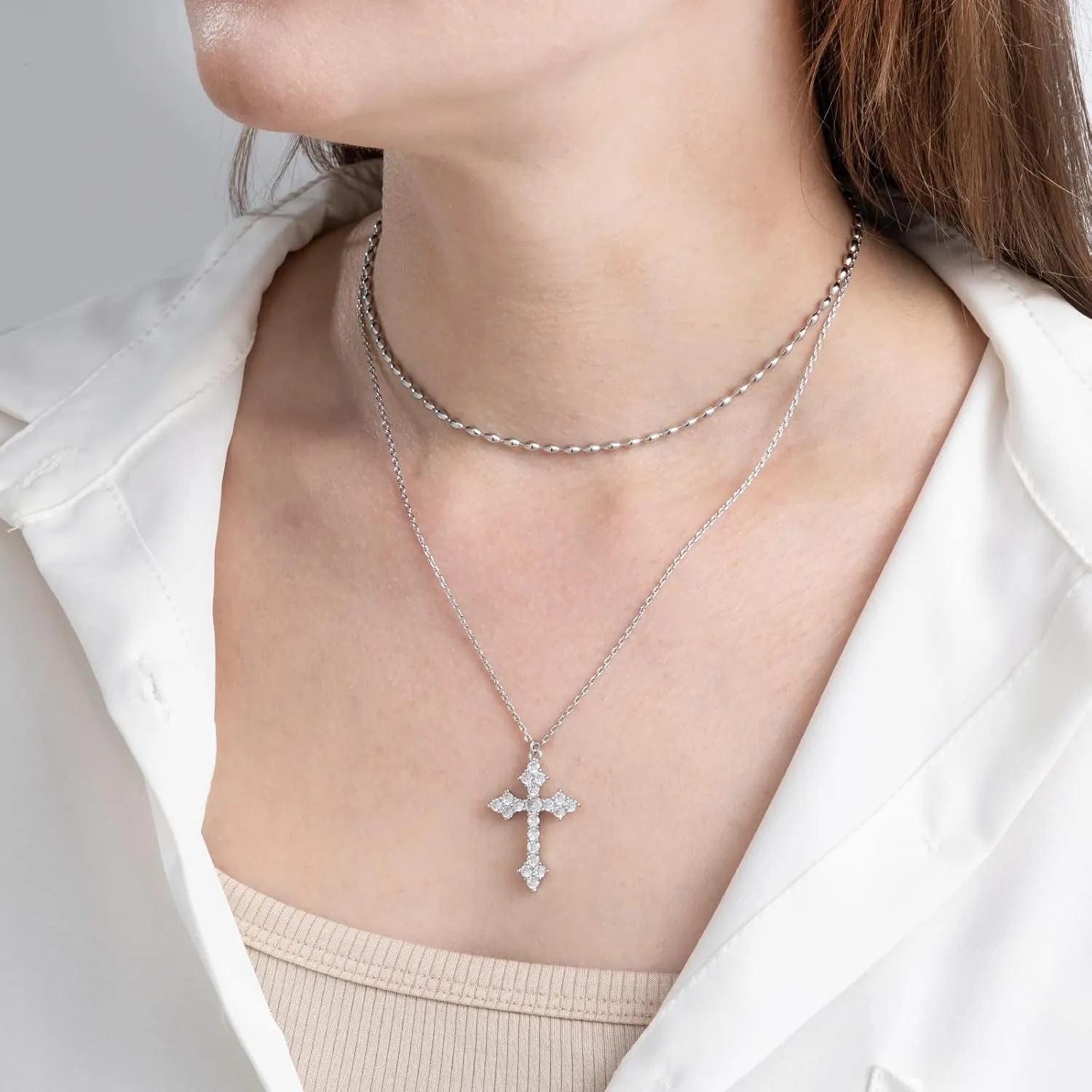Silver/Gold Cross Jewelry - Women's Cross Necklace for Christmas & Birthday Gifts