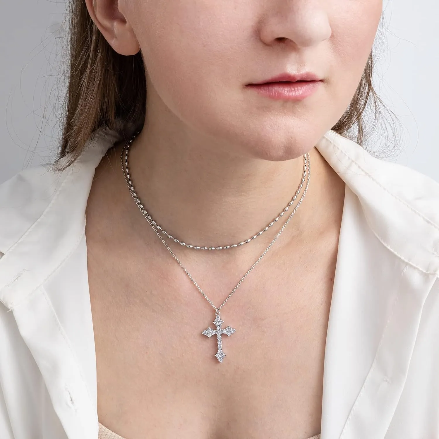 Silver/Gold Cross Jewelry - Women's Cross Necklace for Christmas & Birthday Gifts