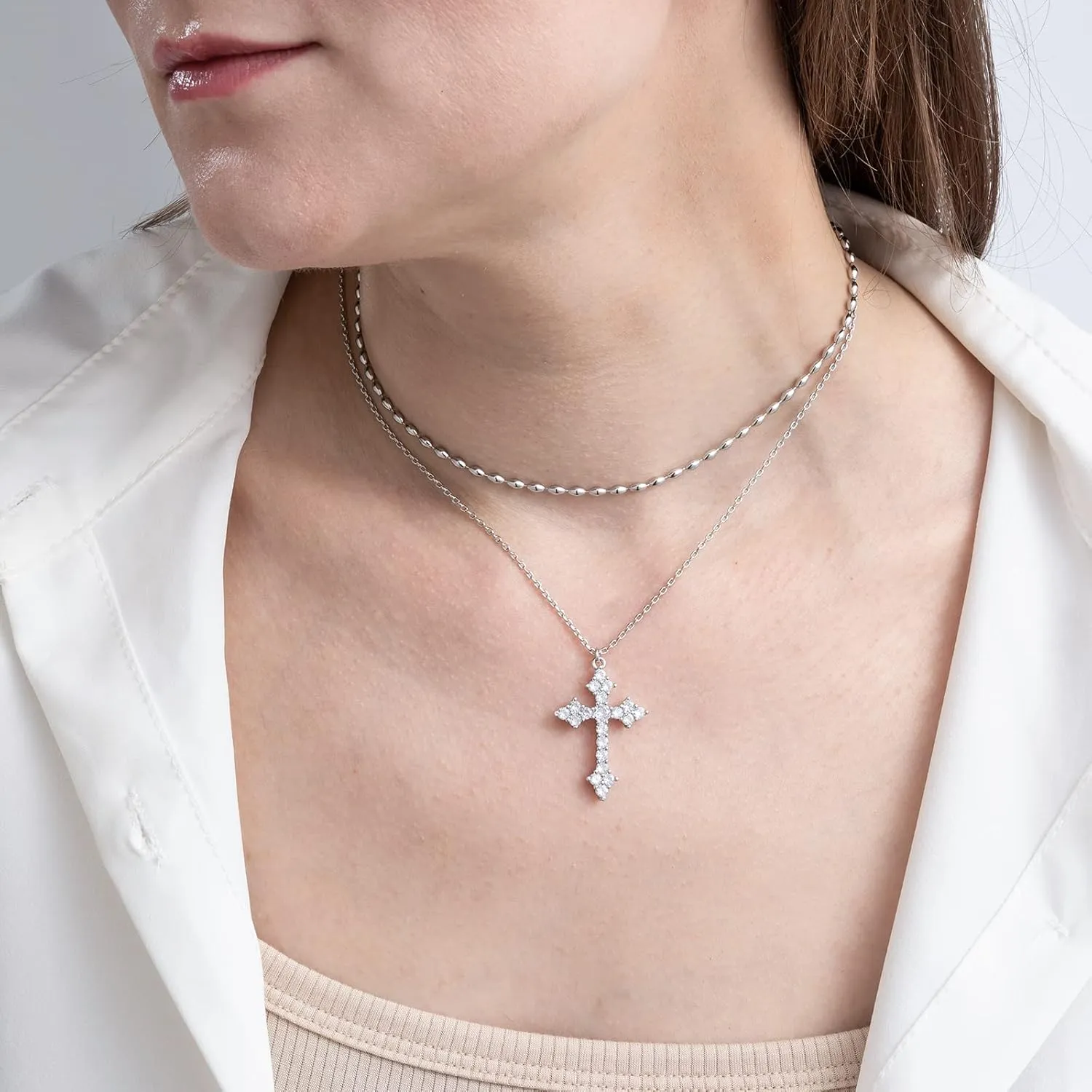Silver/Gold Cross Jewelry - Women's Cross Necklace for Christmas & Birthday Gifts