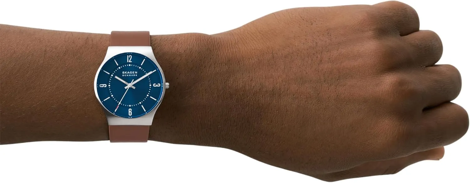 Skagen Men's Grenen Three-Hand Date Watch With Steel Mesh or Leather Band