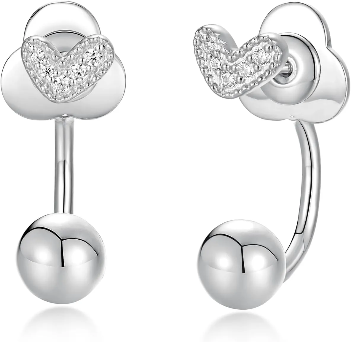 S.L.J Brass 14K Gold Plated Silver Plated Convertible Earrings  Cross, Heart, Star  U-shaped Curved Rod, Dainty Earrings for Women Lightweight