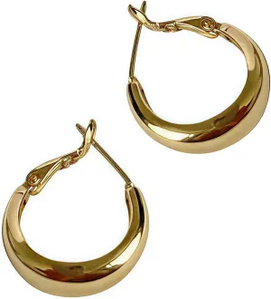 Small Delicate 14K Gold Hoop Earrings for Women,Lightweight Gold Huggies Earrings for Women,925 Sterling Silver Post Hypoallergenic,Vintage Design, Comfortable Everyday Wear