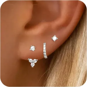 Small Gold Huggie Hoop Earrings Set for WomenDainty 14K Gold Plated Cubic Zirconia Hoop Earrings Stud Earrings SetLightweight Hypoallergenic Earrings for Women Trendy Jewelry Gifts