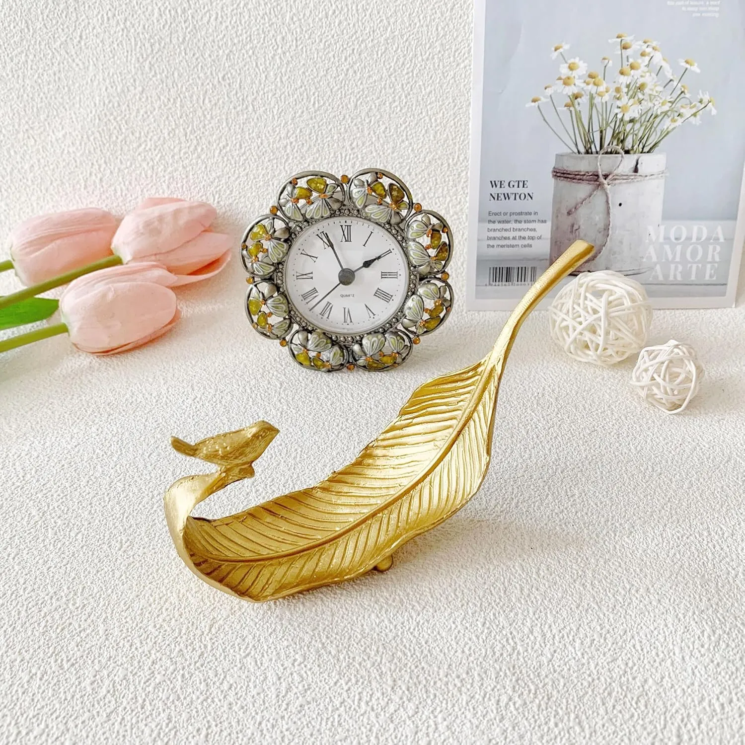 Small Leaf Shaped Trinket Dish, Decorative Gold Jewelry Dish Tray, Ring Hodler Dish Jewelry Organizer
