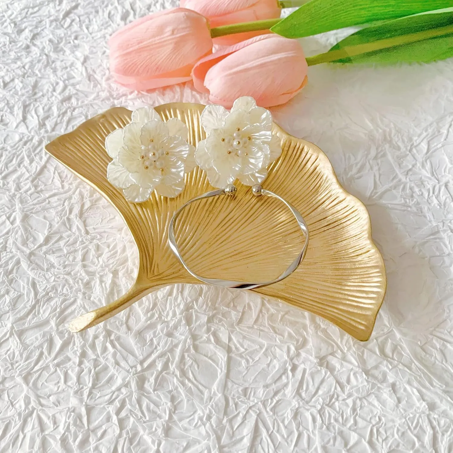 Small Leaf Shaped Trinket Dish, Decorative Gold Jewelry Dish Tray, Ring Hodler Dish Jewelry Organizer