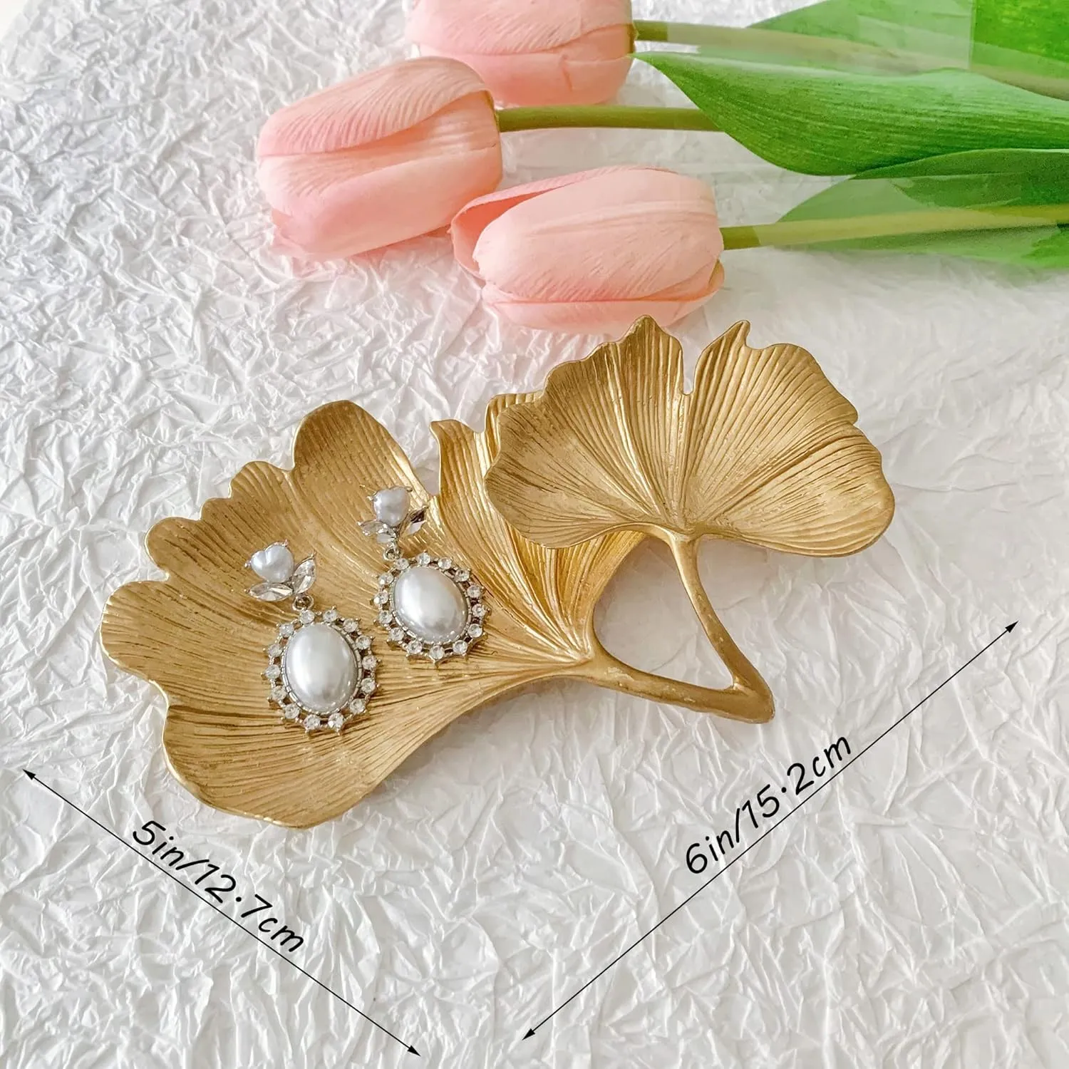 Small Leaf Shaped Trinket Dish, Decorative Gold Jewelry Dish Tray, Ring Hodler Dish Jewelry Organizer