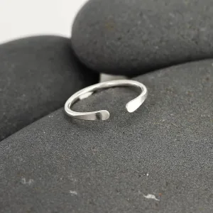 Smooth Hammered Solid Sterling Silver Horseshoe Ring, Handmade Cuff Ring for Knuckle or Midi Wear by Lotus Stone Jewelry (sterling-silver, 8)