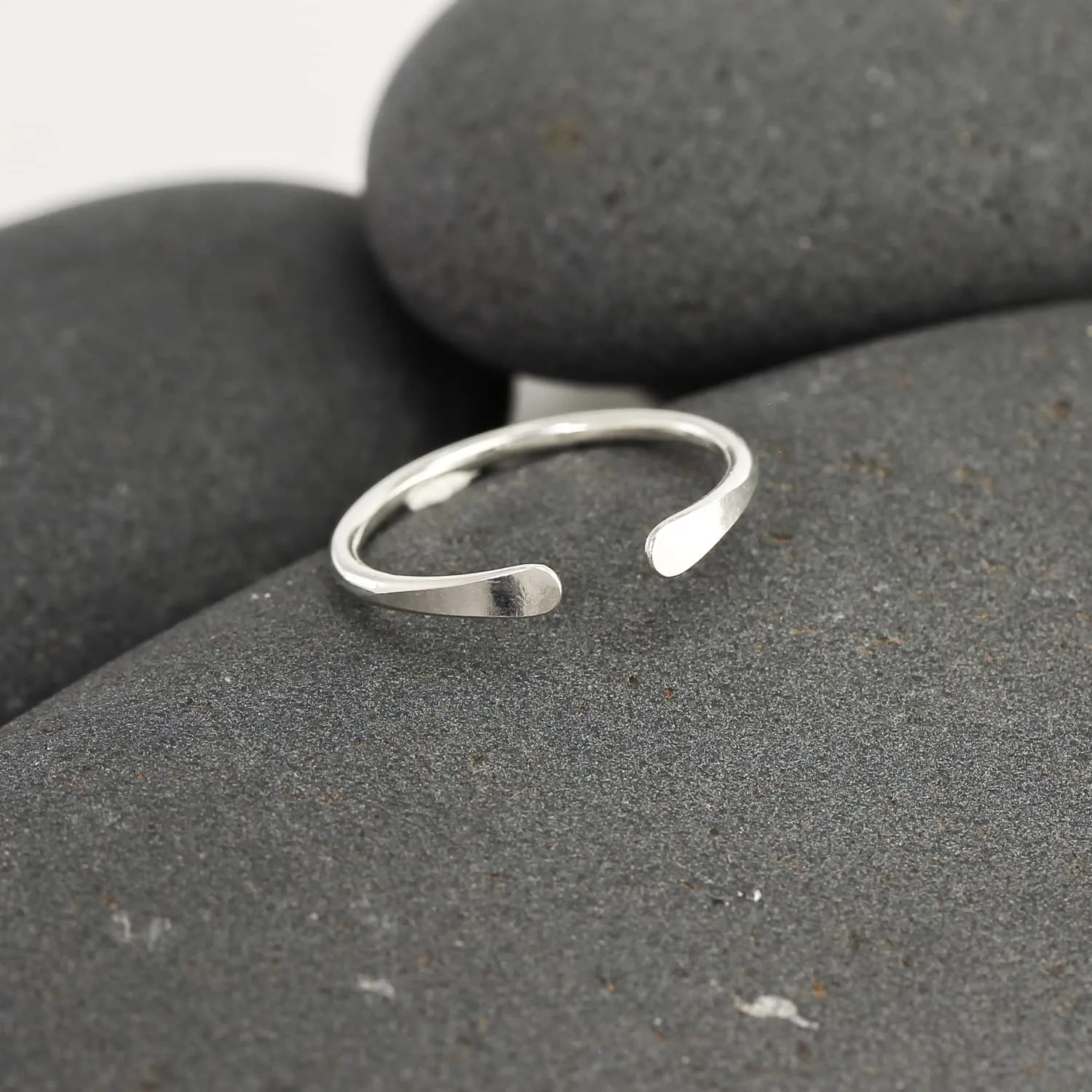 Smooth Hammered Solid Sterling Silver Horseshoe Ring, Handmade Cuff Ring for Knuckle or Midi Wear by Lotus Stone Jewelry (sterling-silver, 8)