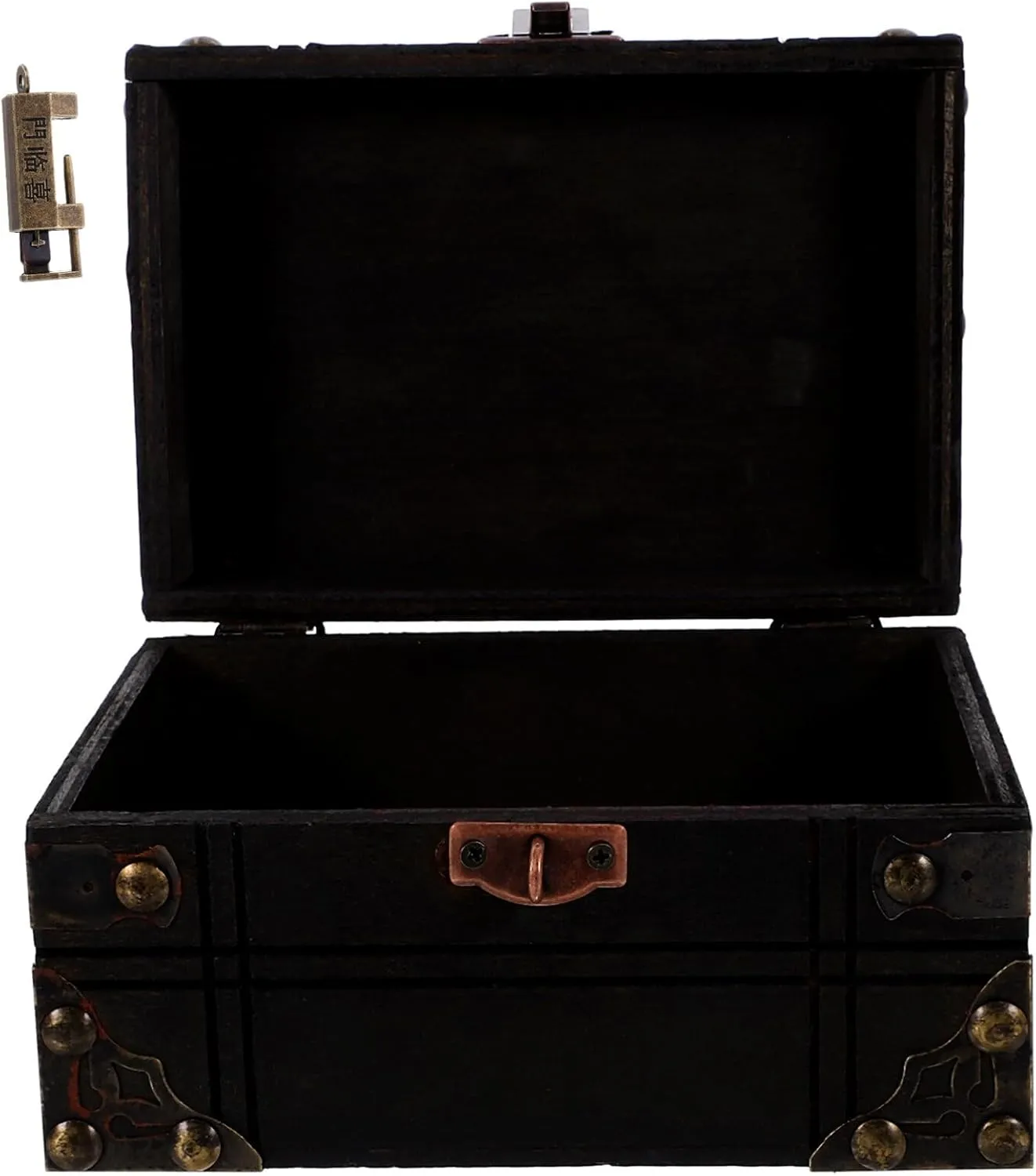 SOIMISS Wooden Shell Jewelry Storage Box Large Lockable Keepsake Box Vintage Style Treasure Chest for