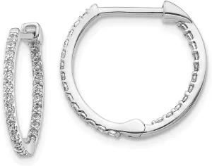 Solid Real 14k White Gold Diamond Hoop Earrings - 16mm x 17mm (.5 cttw.)