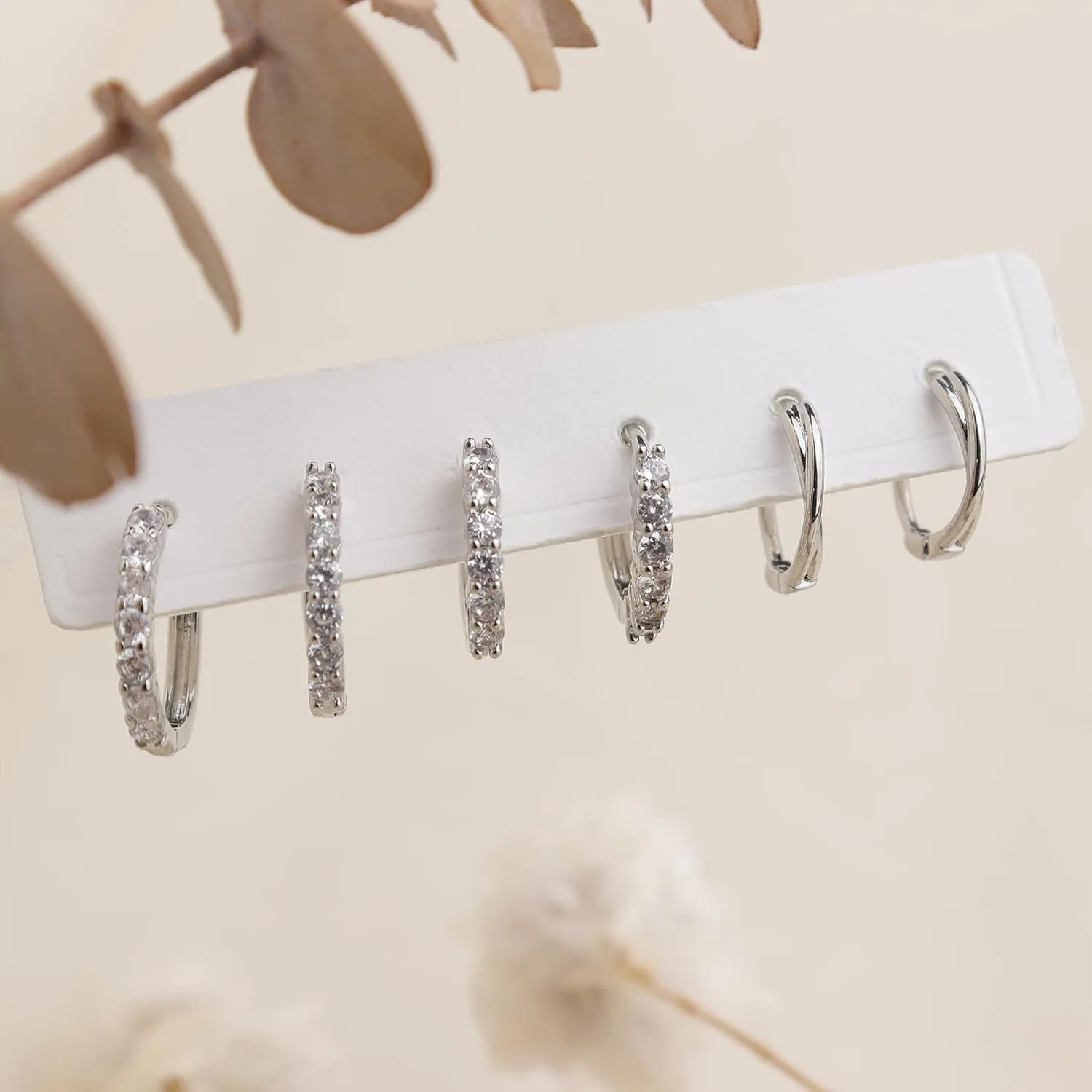 Sonateomber 3 Pairs Small Hoop Earrings for Women Multiple, Cute Gold Tiny Cubic Zirconia Huggie Sterling Silver Ears Cartilage Earrings Jewelry Gift
