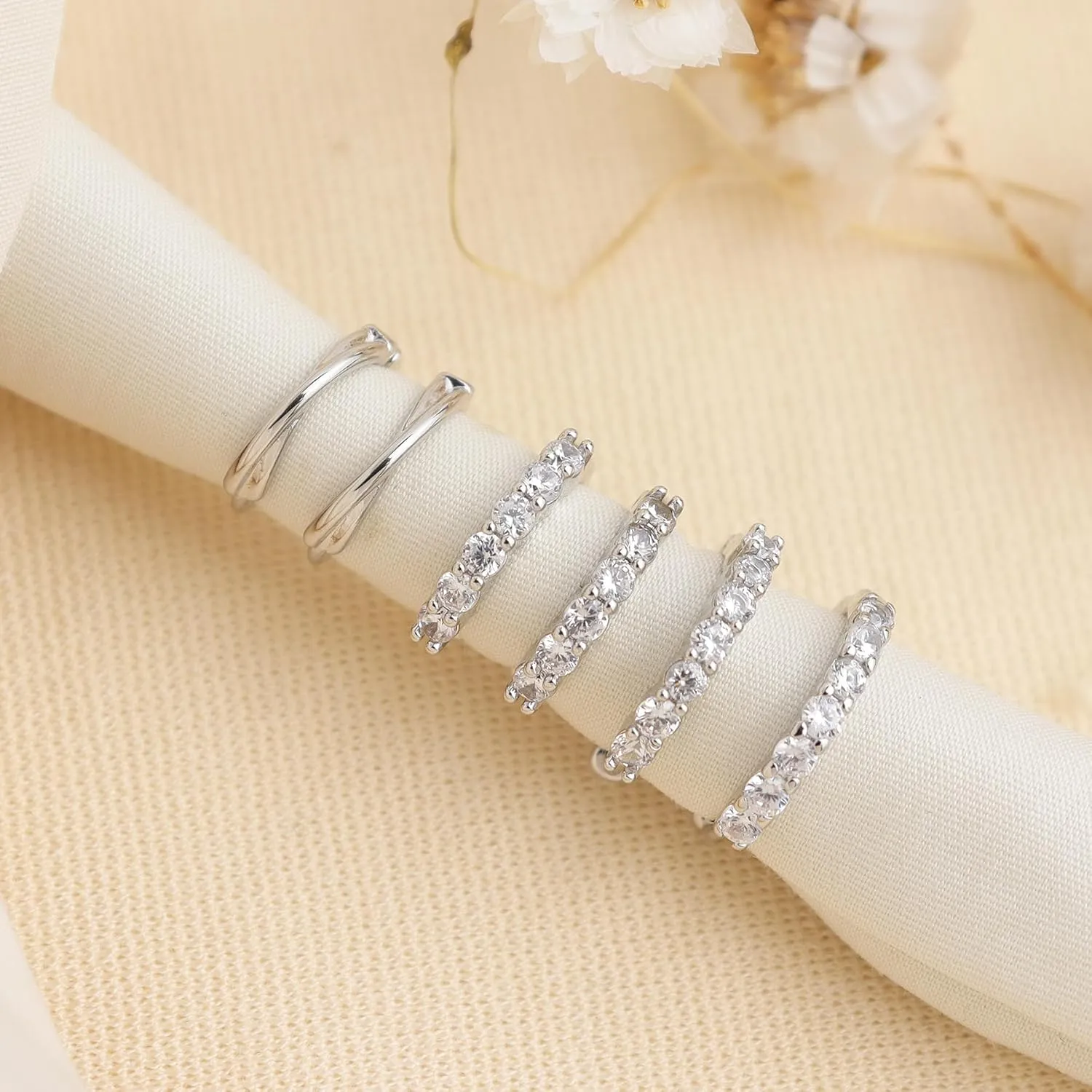 Sonateomber 3 Pairs Small Hoop Earrings for Women Multiple, Cute Gold Tiny Cubic Zirconia Huggie Sterling Silver Ears Cartilage Earrings Jewelry Gift