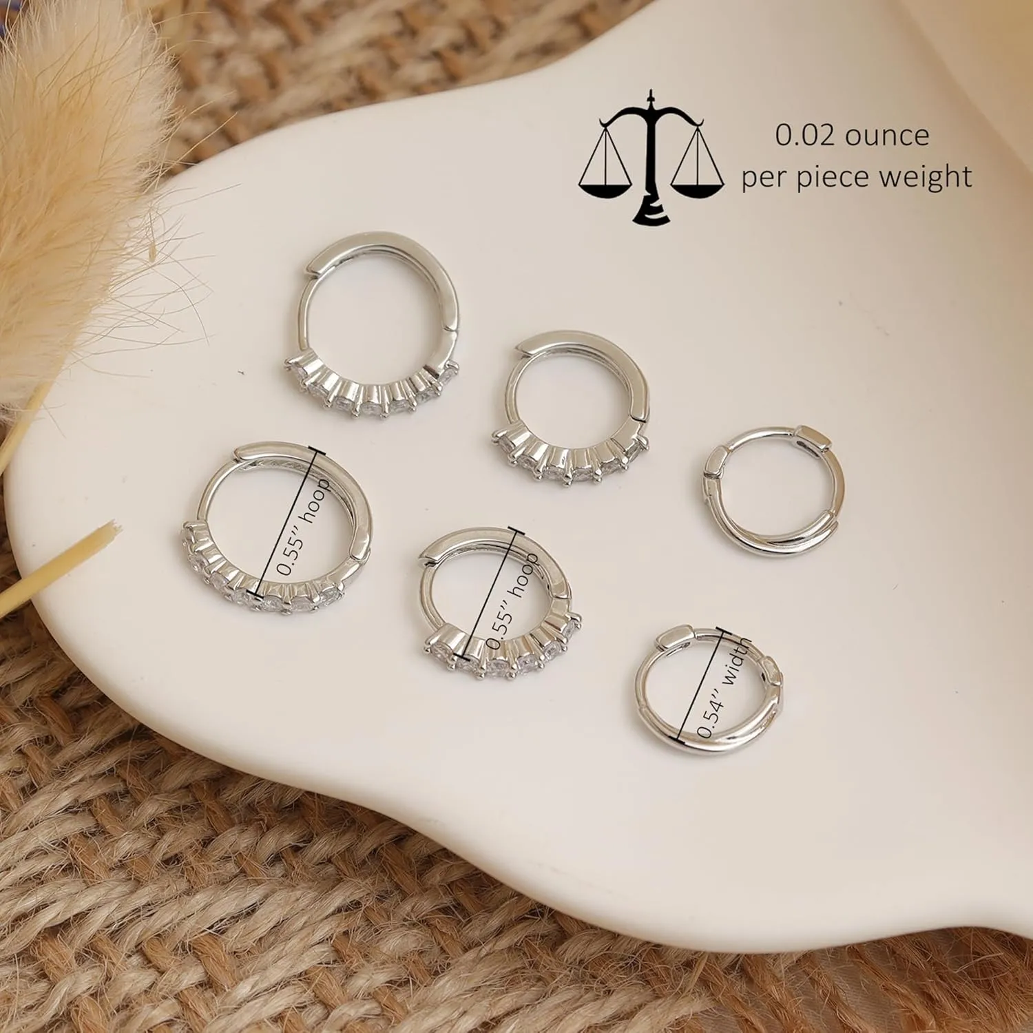 Sonateomber 3 Pairs Small Hoop Earrings for Women Multiple, Cute Gold Tiny Cubic Zirconia Huggie Sterling Silver Ears Cartilage Earrings Jewelry Gift