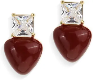 Sonateomber Small Heart Dangle Stud Earrings for Women, Valentine Cute Sparkly Love Enamel Rhinestone Drop Earing Wedding Prom Hypoallergenic Fashion Jewelry Gift.