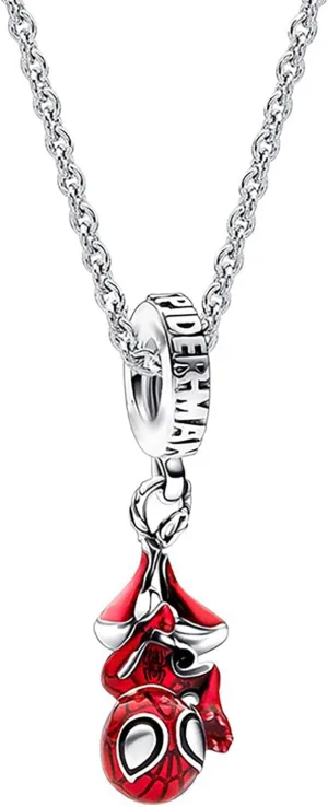 Spider Theme Pendant for Women and Man Hero Necklace,Red Adjustable Jewelry Chain Cosplay Stuff Hero Guard Merch With Gift Box