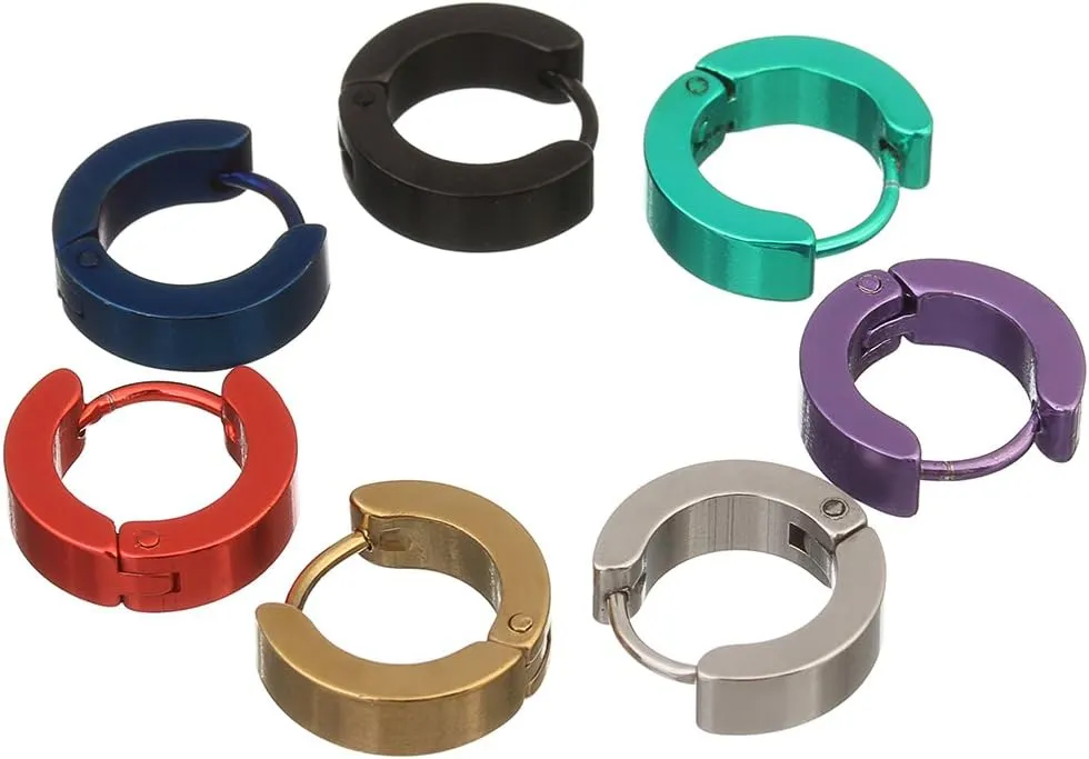 Stainless Steel 14mm Minimalist Small Hoop Earrings Huggie Earrings for Women Men Valentine's Day Jewelry 2 Pairs/lot