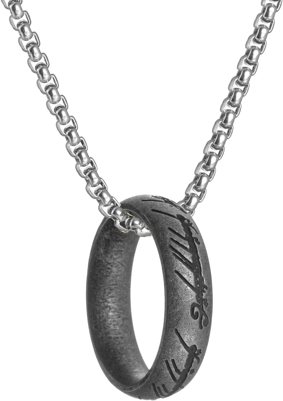 Stainless Steel Gold The One Ring and Engraved Retro Silver One Ring Chain Pendant Necklace for Women Men,Size 9