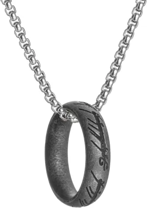 Stainless Steel Gold The One Ring and Engraved Retro Silver One Ring Chain Pendant Necklace for Women Men,Size 9