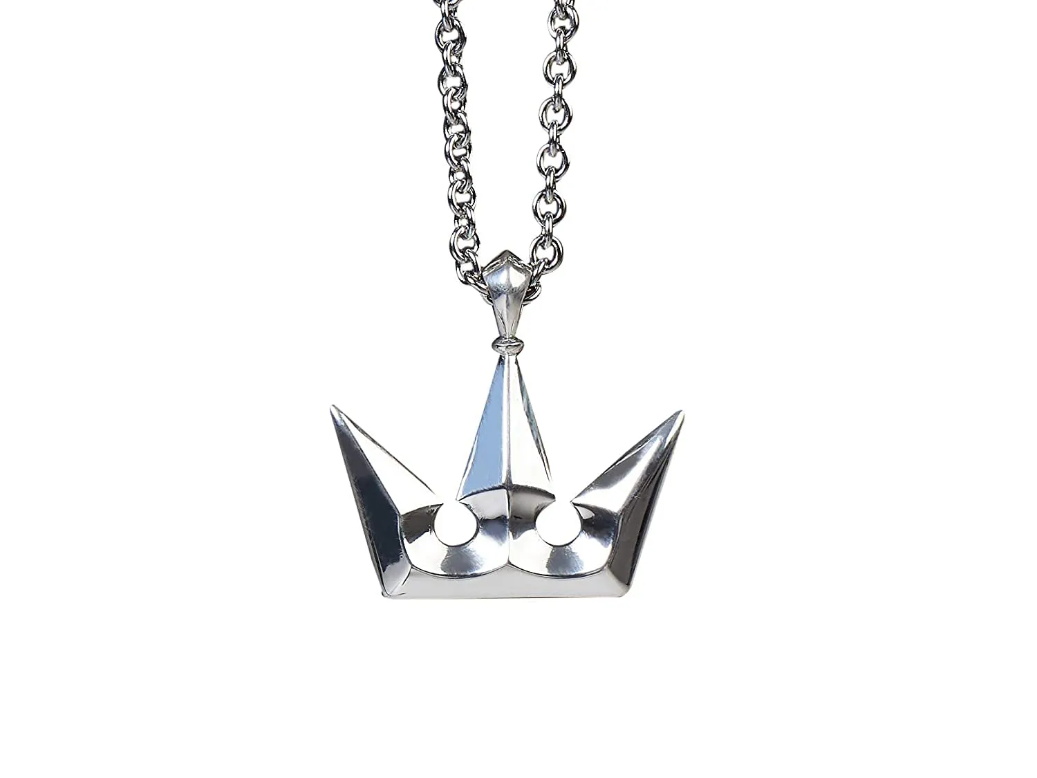 Stainless Steel Two-Sided Kingdom Heart Big Sora Crown Necklace Pendant Jewelry Keychain Amulet Cosplay (Sora Big Stainless Steel)