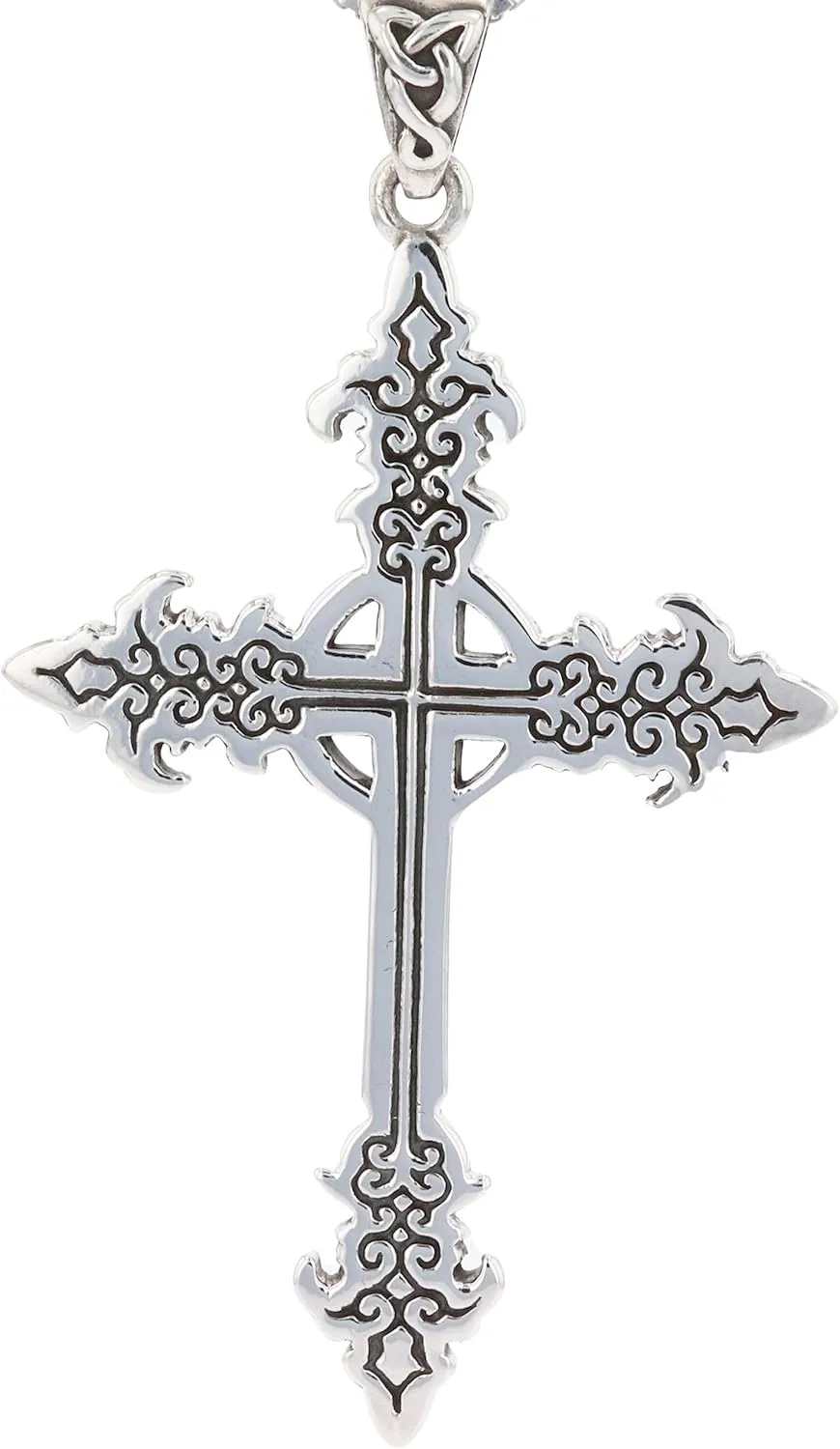 Sterling Silver Gothic Celtic Cross Pendant Necklace 18"