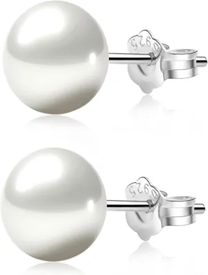 Sterling Silver Real Freshwater Cultured Pearl Stud Earrings, Handpicked AAAA Quality White Button Pearl Ear Studs Jewelry Gift for Women