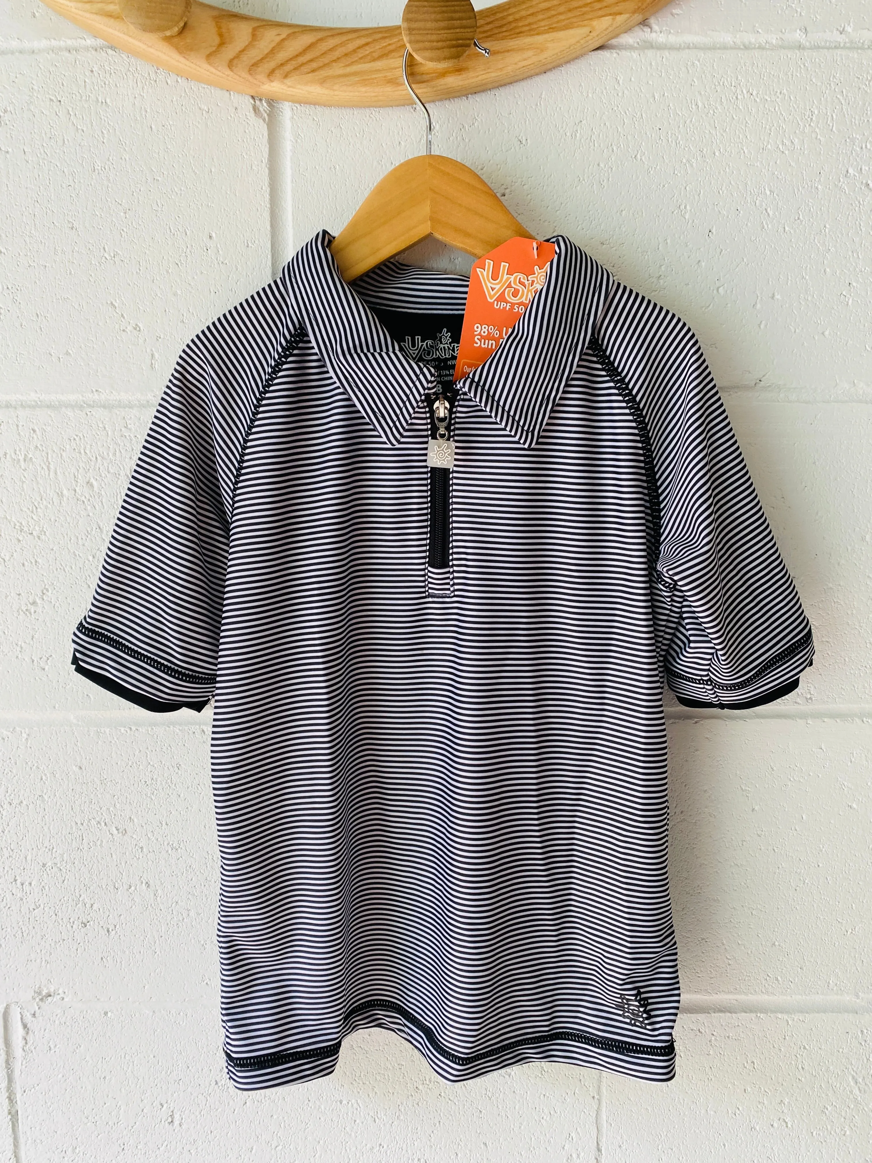 Striped Rash Guard with Collar, 8 years
