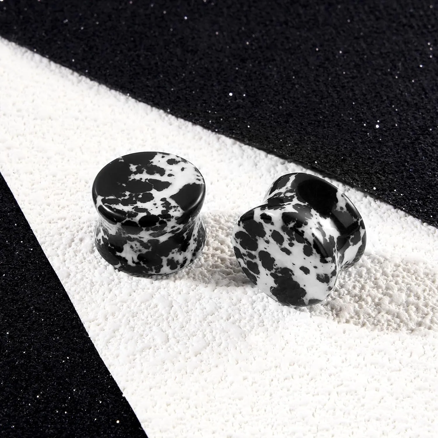 Stuppendux 2PCS Stone Ear Plugs Tunnels Saddle Expander Body Piercing Set Gauges 2g-1''