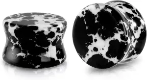 Stuppendux 2PCS Stone Ear Plugs Tunnels Saddle Expander Body Piercing Set Gauges 2g-1''