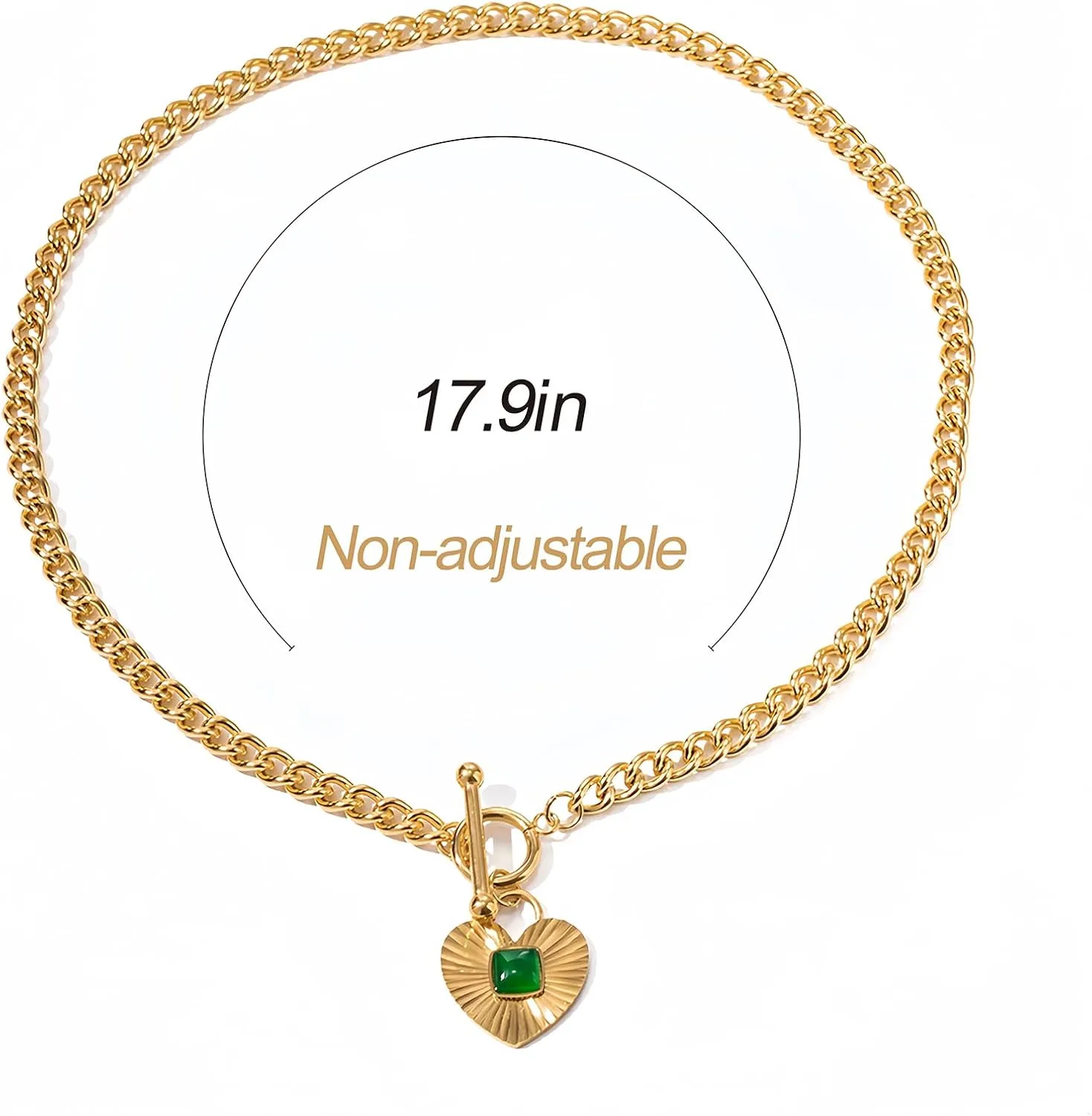 Sun Heart Necklace for Women 18K Gold Plated Heart Pendent Necklace Chunky Chain Choker Necklace Hip Hop Charm Necklace Unisex Necklace