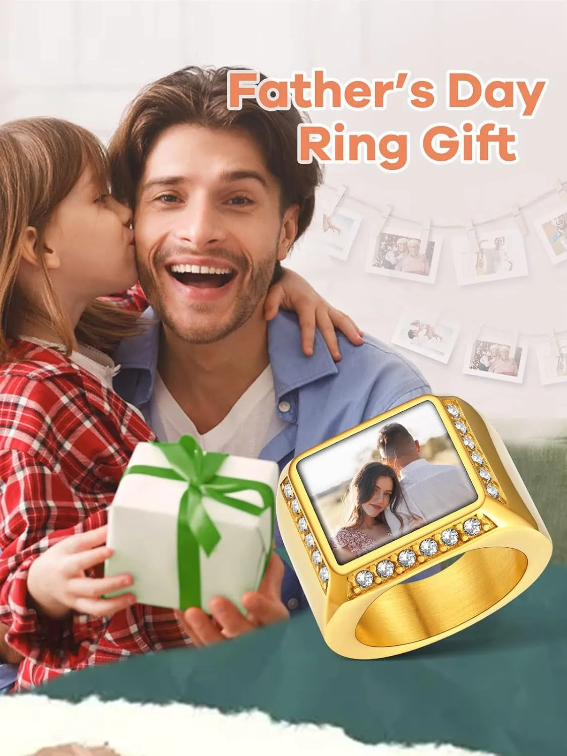 Supcare Custom Photo/Text Signet Ring for Women Men,Memorial Gifts for Christmas,Comfort Fit Size 7-14 (with Gift Package)