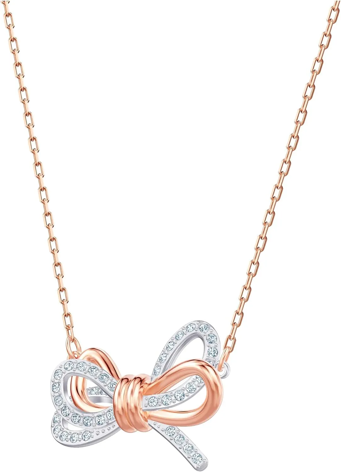 Swarovski Lifelong Bow Necklace and Bracelet Jewelry Collection, Clear Crystals, Rhodium Finish
