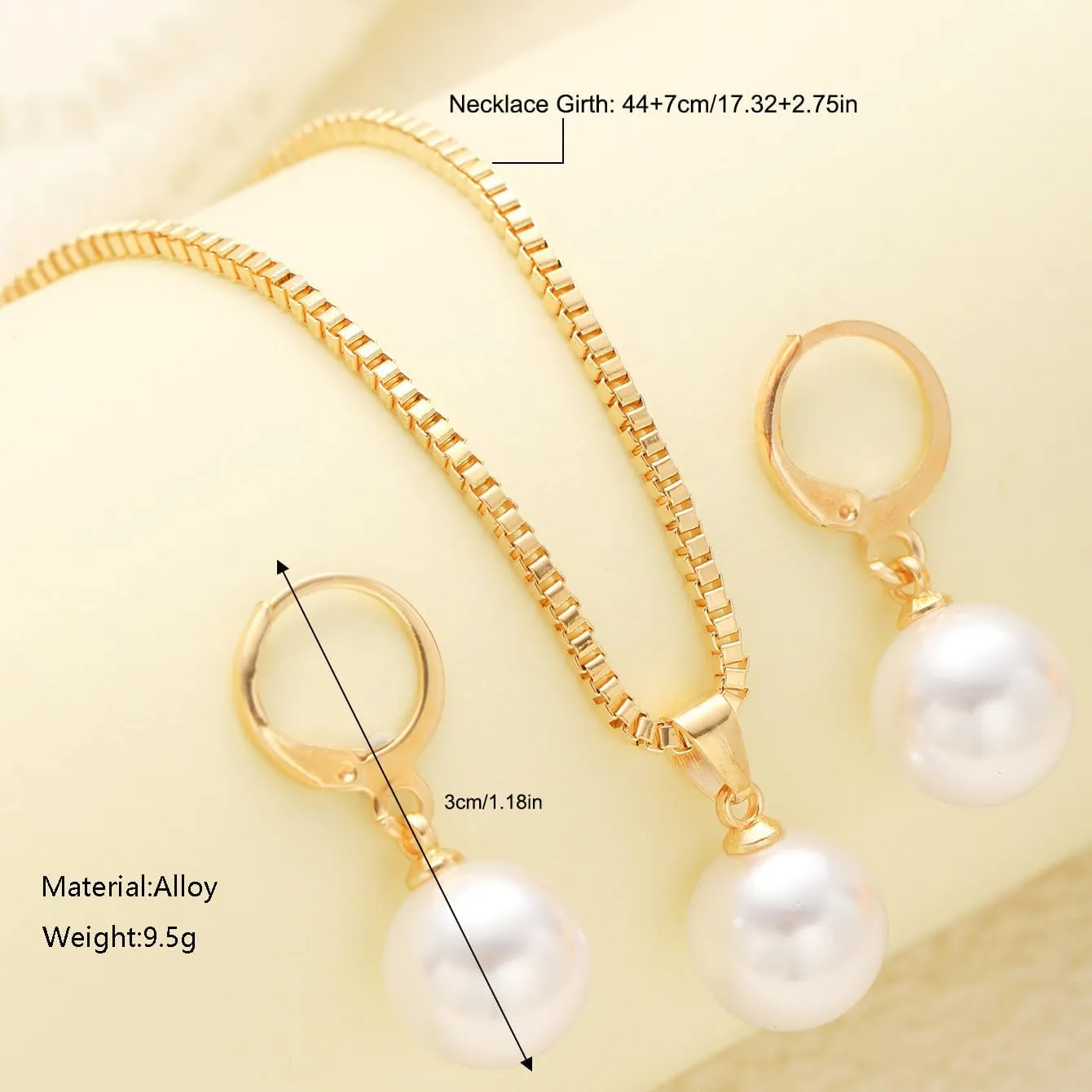 Sweet Pearl Pendant Necklace Earrings Set For Women Jewelry Set For Brides and Wedding