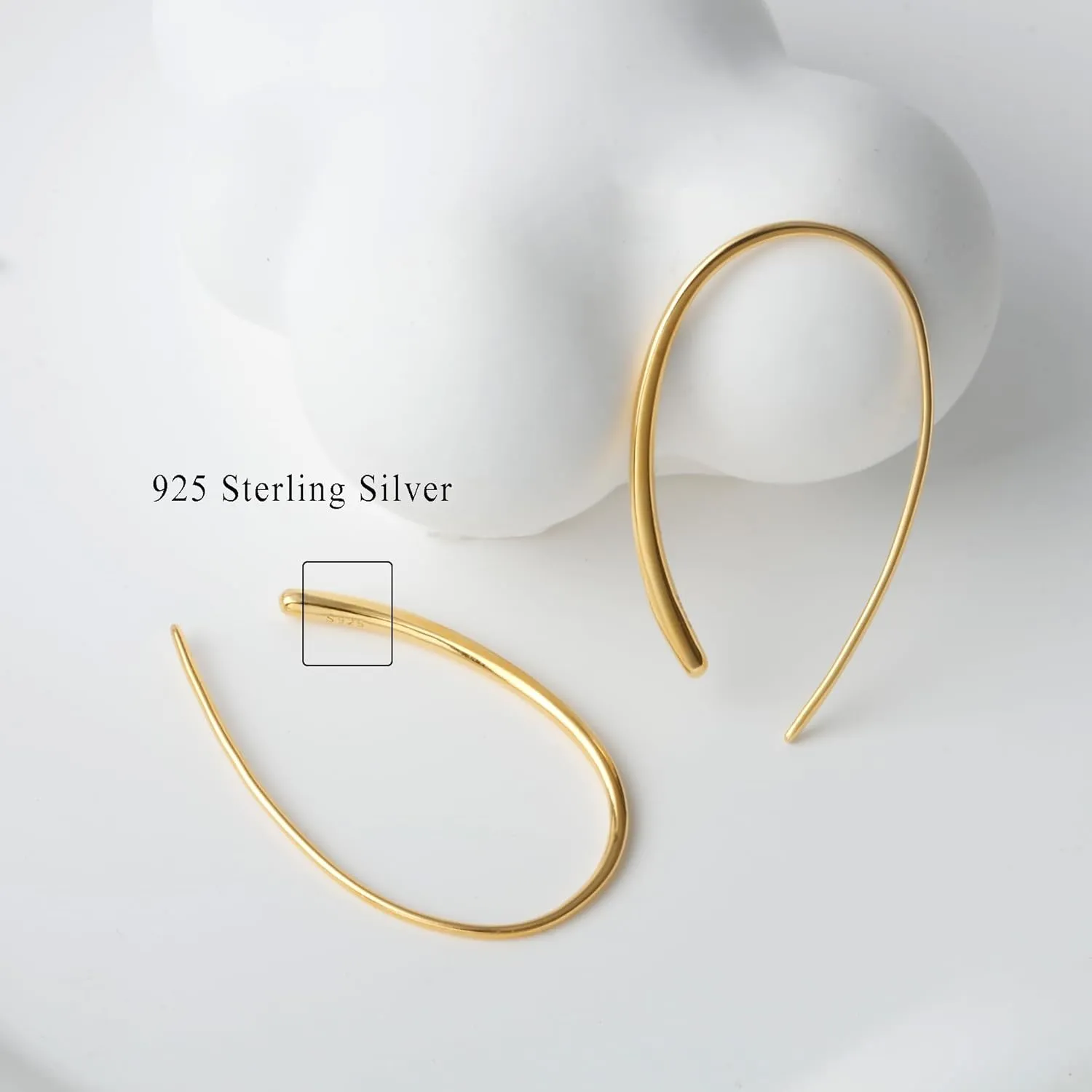 Threader Earrings 925 Sterling Silver Pull Through Hoops Drop Dangle Minimal Everyday Earrings