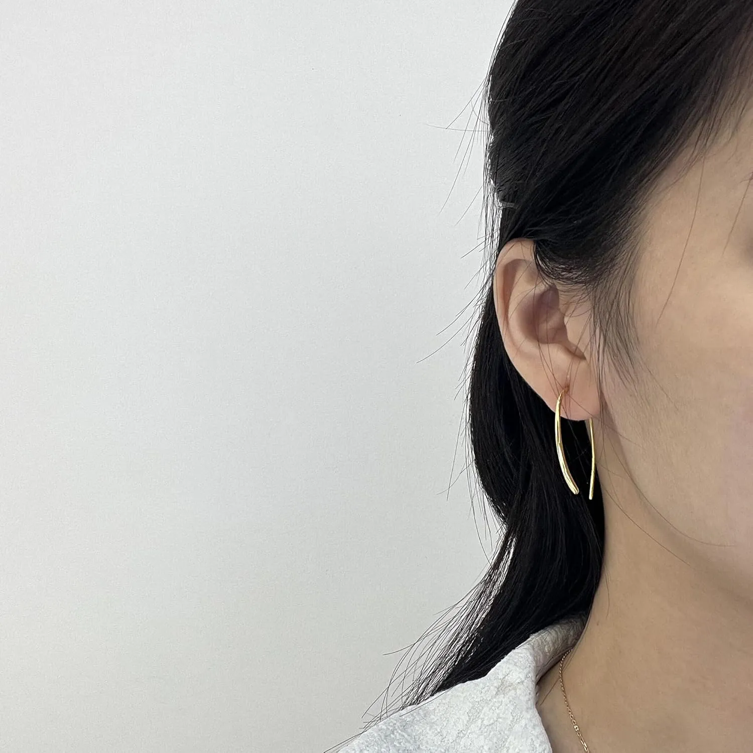 Threader Earrings 925 Sterling Silver Pull Through Hoops Drop Dangle Minimal Everyday Earrings