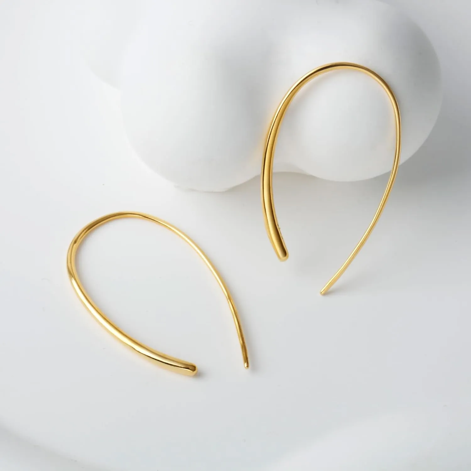 Threader Earrings 925 Sterling Silver Pull Through Hoops Drop Dangle Minimal Everyday Earrings