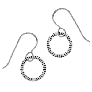 Tiny Etched Open Circle Dangle Earrings | Tiny Little Boho 925 Sterling Silver Dangle Drop Earrings For Women and Girls