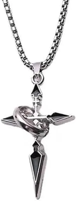 Titanium Steel Cross Pendant Necklace for Men, Cross Rotated Necklace,Punk Cross Arrow Necklace,Rotating Cross Pendant Necklace,Christian Jewelry,for Women Men Gifts