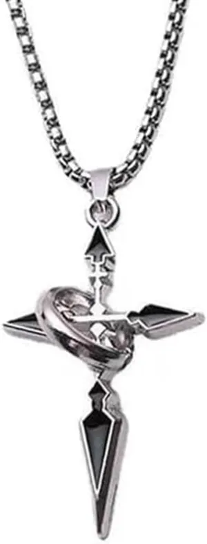 Titanium Steel Cross Pendant Necklace for Men, Cross Rotated Necklace,Punk Cross Arrow Necklace,Rotating Cross Pendant Necklace,Christian Jewelry,for Women Men Gifts