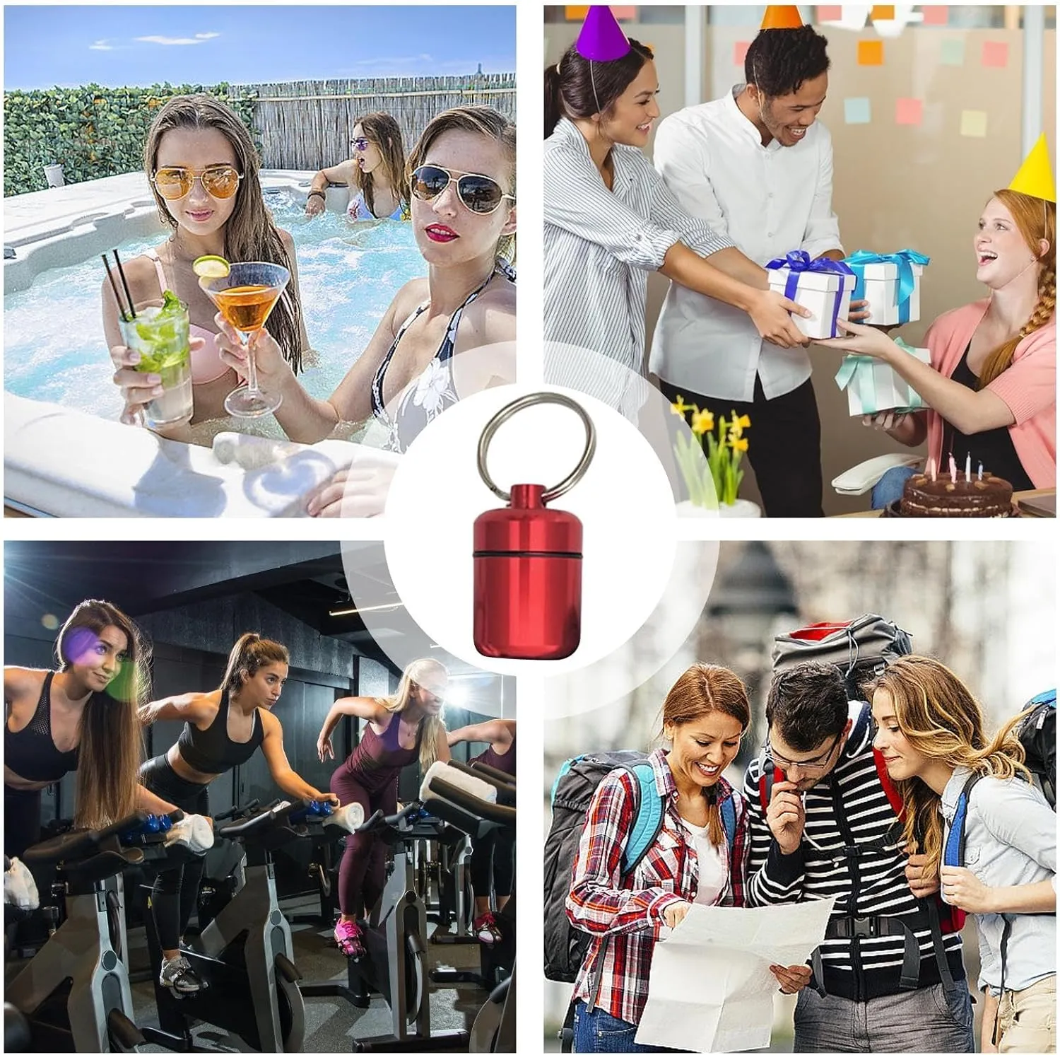 Traveling Jewelry Holder, Jewelry Container with Round Keychain, Outdoor Sports Supplies Pills Case for Hiking, Cycling, Fitness, Swimming, Running, Picnic