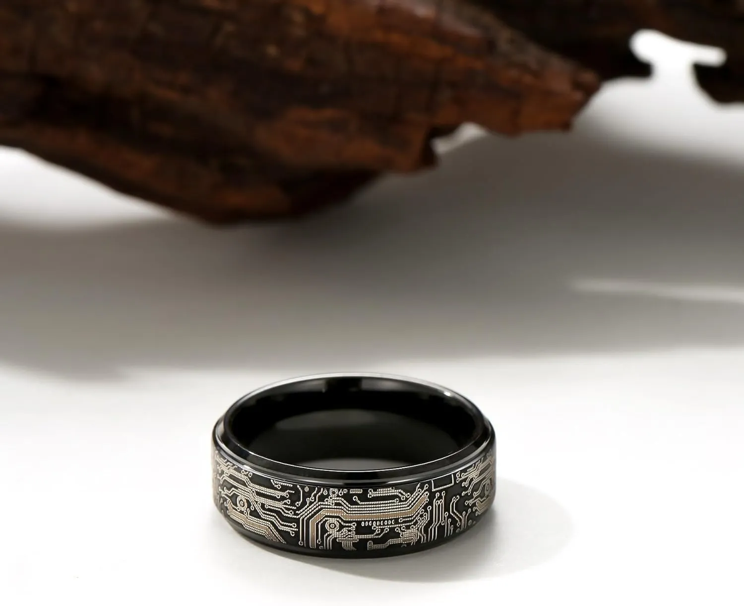 Tungsten Ring 8mm Computer Circuit Pattern Ring Black/Gold/Silver Tungsten Carbide Wedding Band for Men Comfort Fit