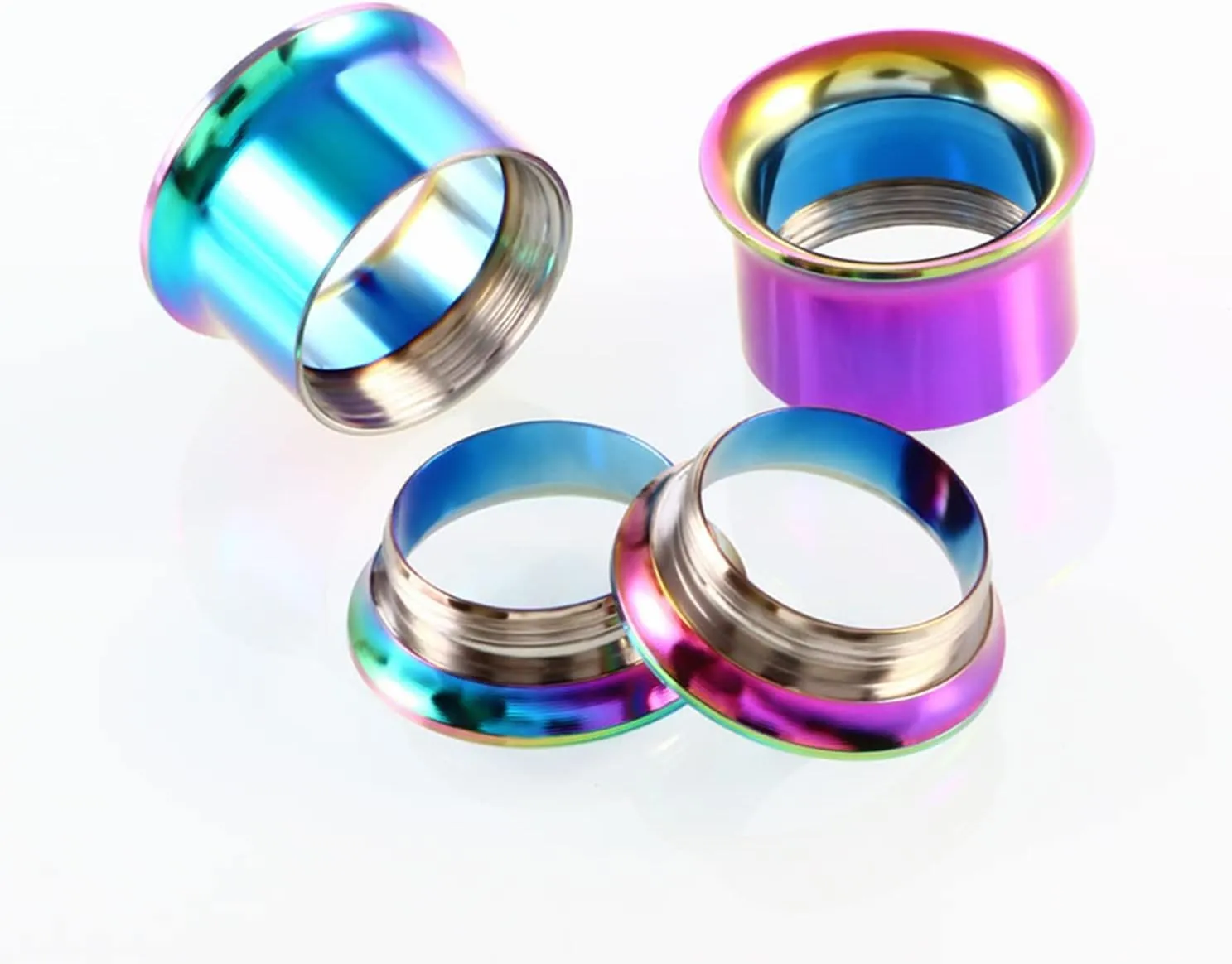 Tunnel Gauges, 12PCS Stainless Steel Ear Plugs Tunnels Multicolor Hoop Ear Gauges 00G Piercing Jewelry Set